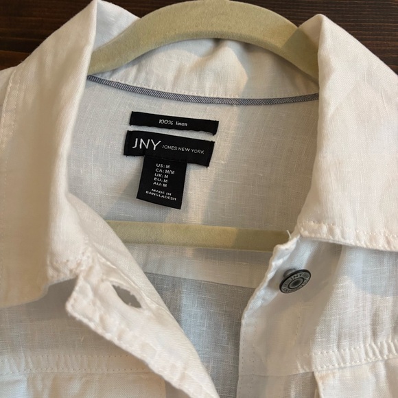 Jones New York Classic White Jean Jacket Style Jacket in Linen Medium - Picture 5 of 8